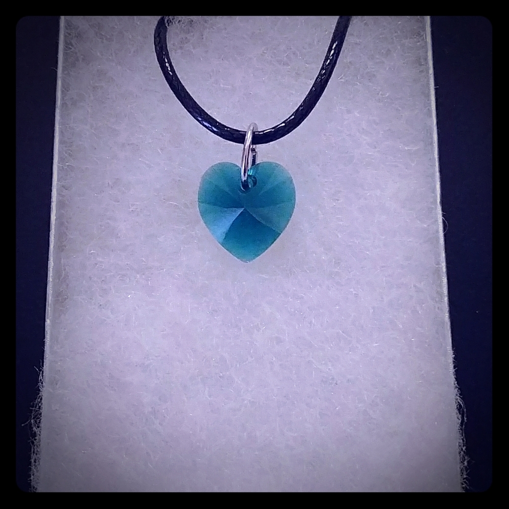 Meadow Green Crystal Heart Necklace